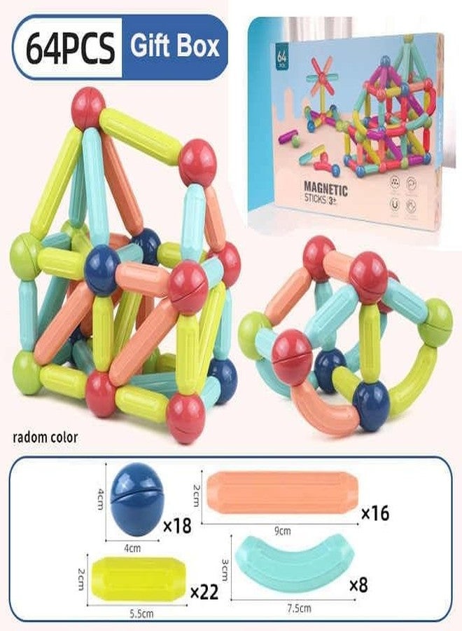 Fezeedi 64 Pcs Colorful Magnetic Sticks and Balls Building Blocks Sets 3D Construction Magnet Stacking Toys Puzzle Games Creative Learning Educational Toys Gift for Kids Boys - Image 5